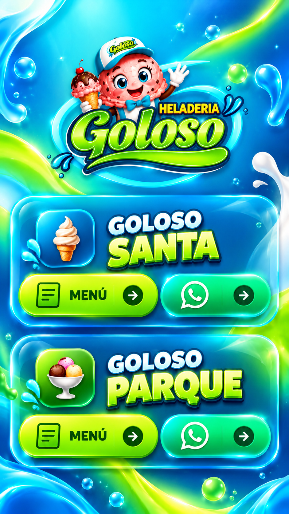 Heladería Goloso: sedes Santa y Parque